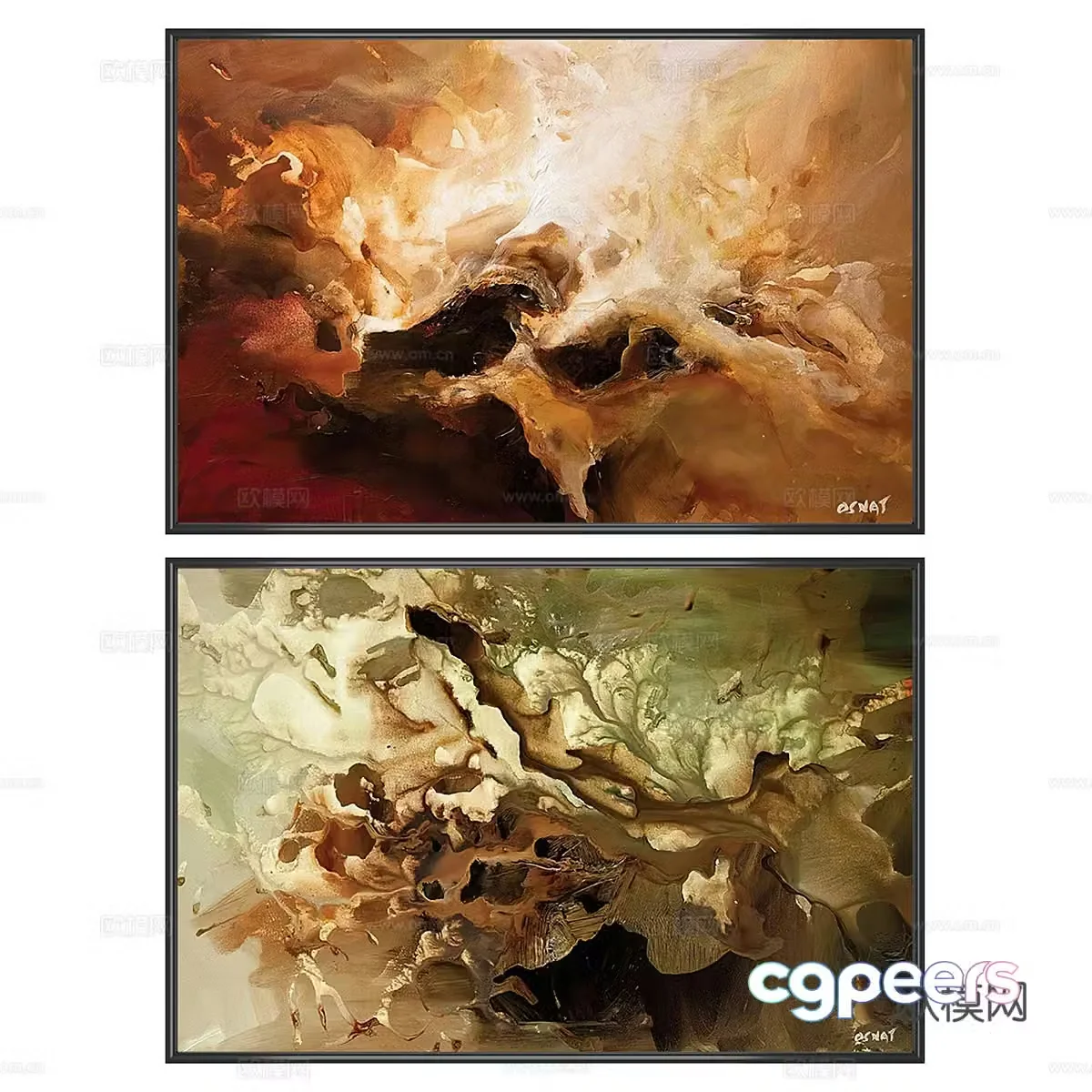American classical decorative paintings hanging paintings oil paintings 3D model