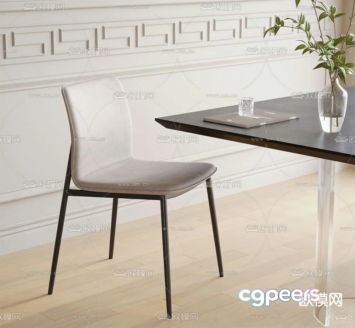 Modern dining chair single chair 3d model