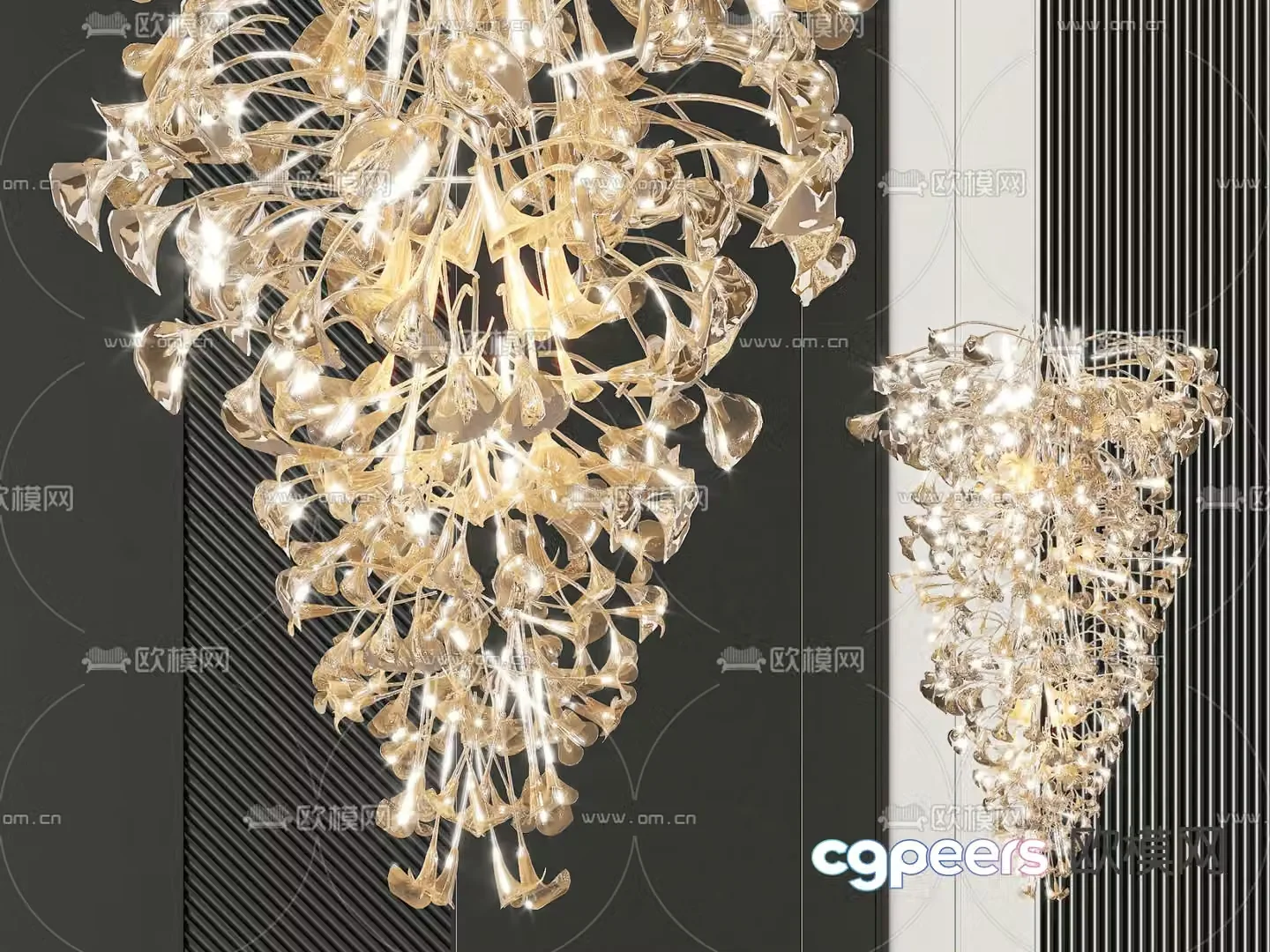 Light luxury chandeliers horn chandeliers 3D model