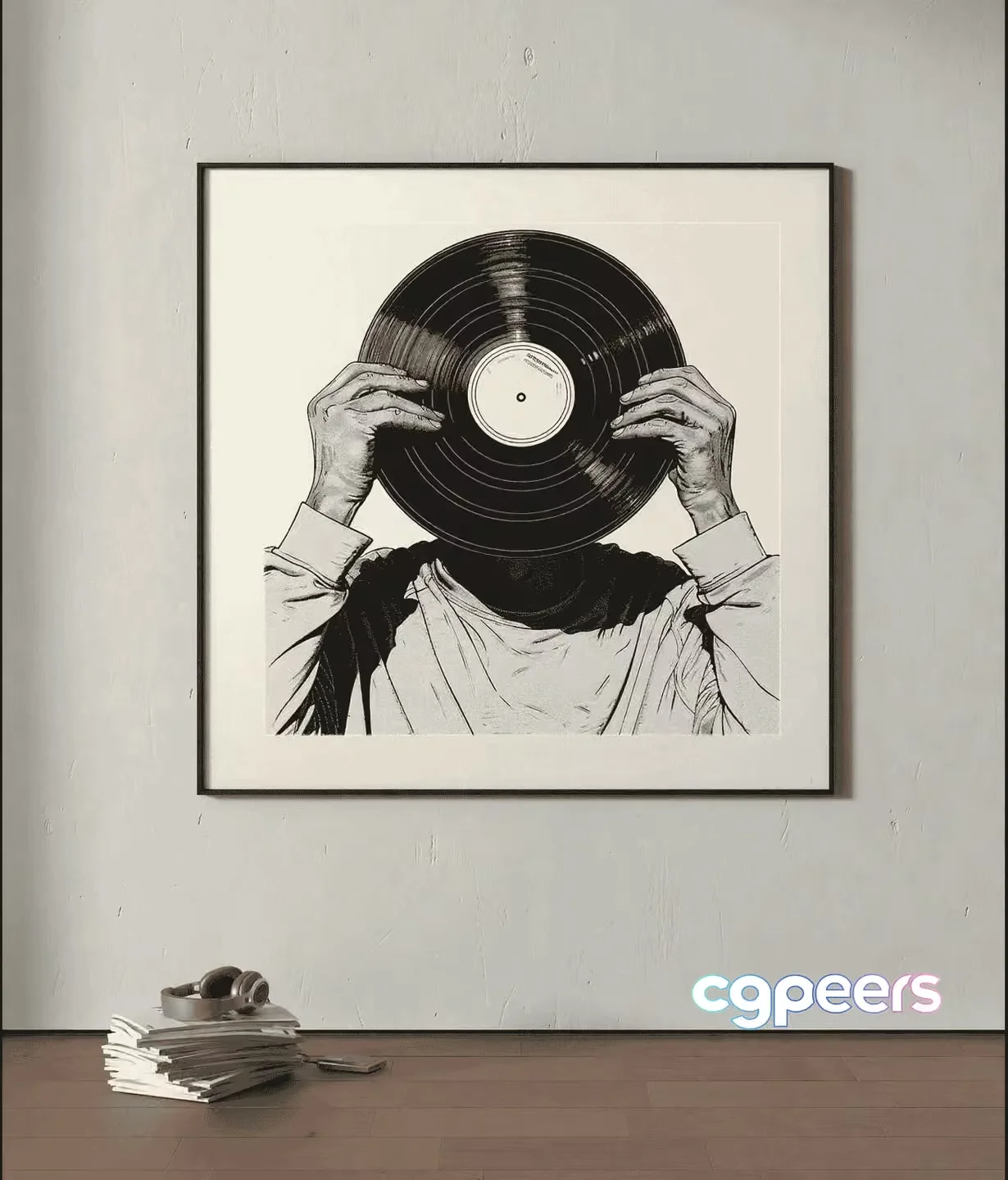 A Person Holding A Vinyl Record 3D Model – 14126 – VRAY Render
