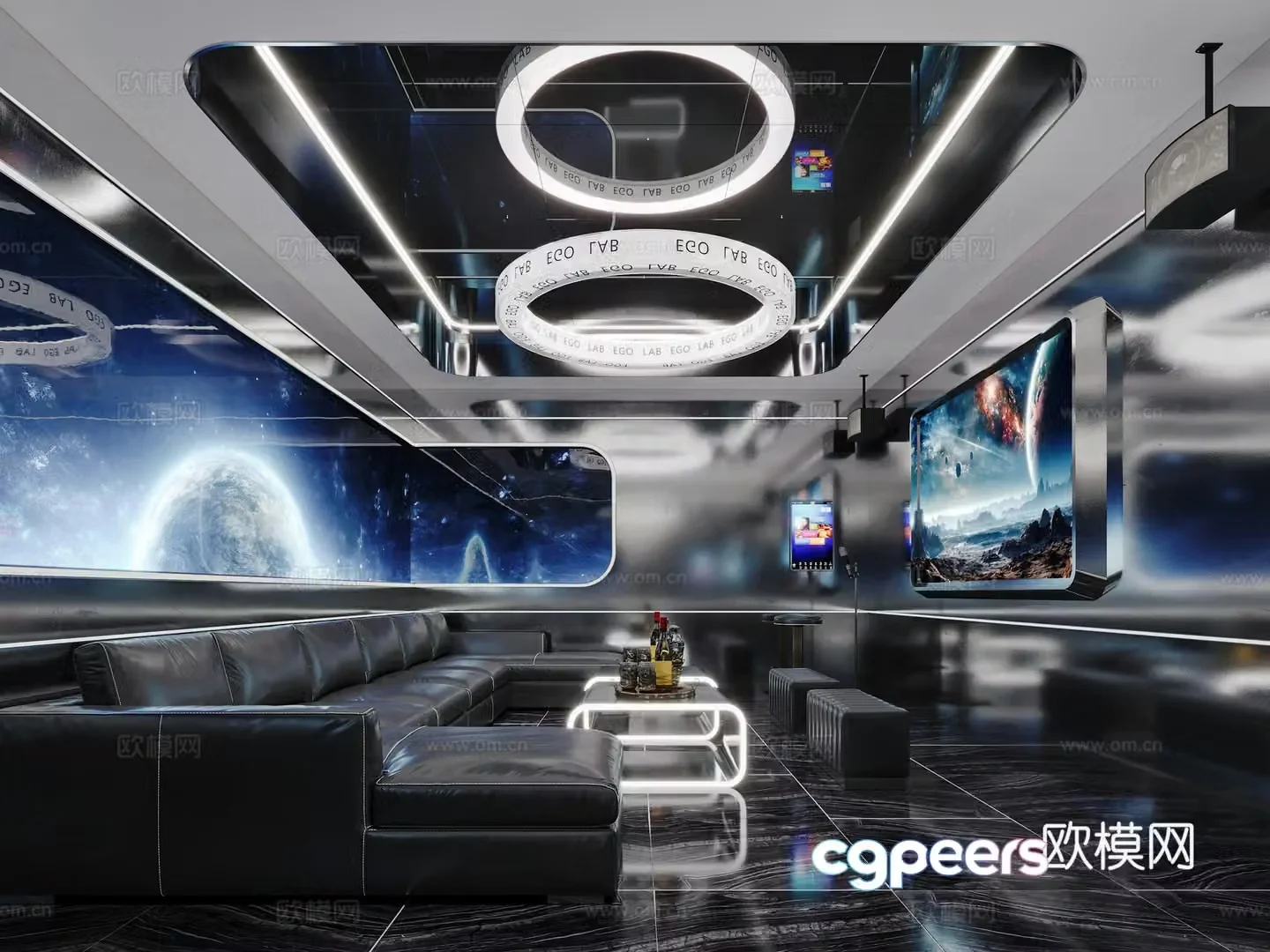 Modern technology-sensing KTV private room 3D model