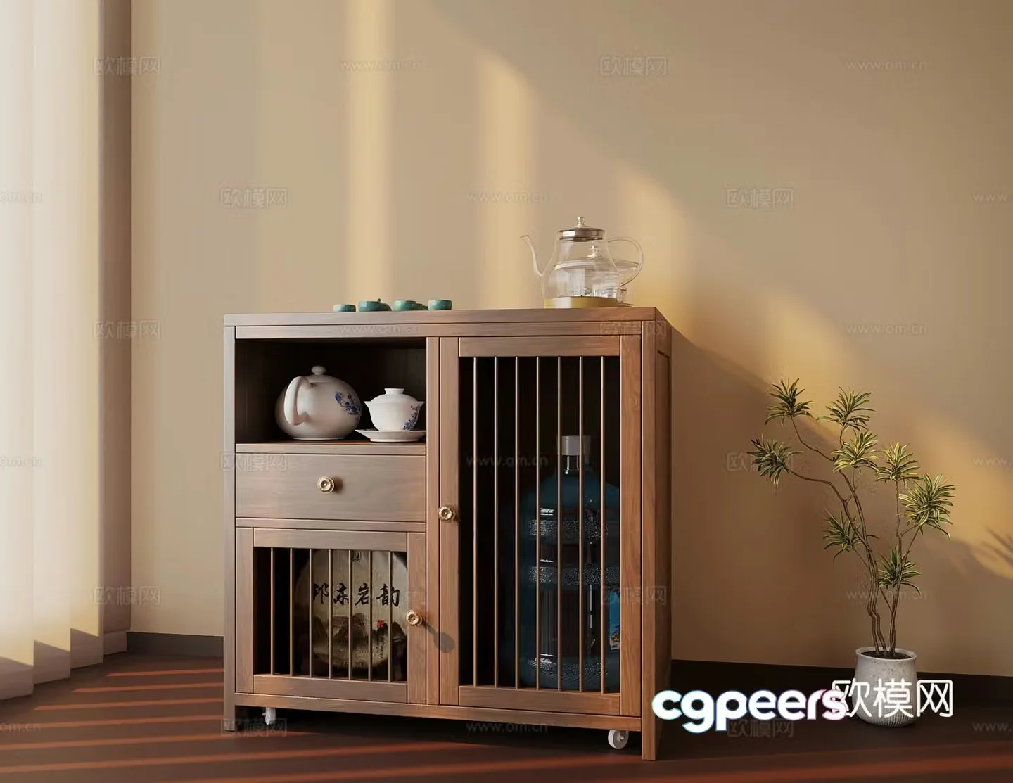 New Chinese style entrance cabinet 3D model