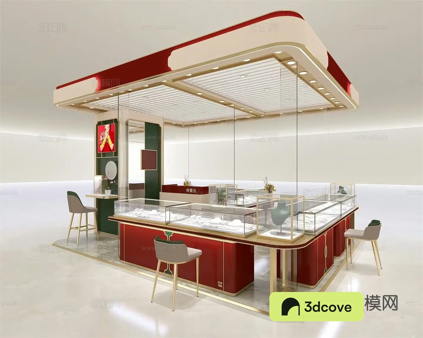 Modern light luxury jewelry store Jewelry store Light luxury jewelry store Jewelry store door head 3D model