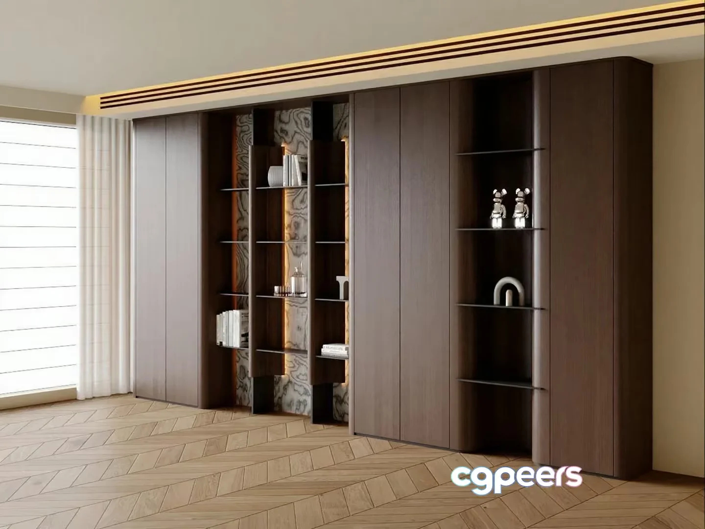 Modern Shelving Unit 3D Model – 12093 – VRAY Render