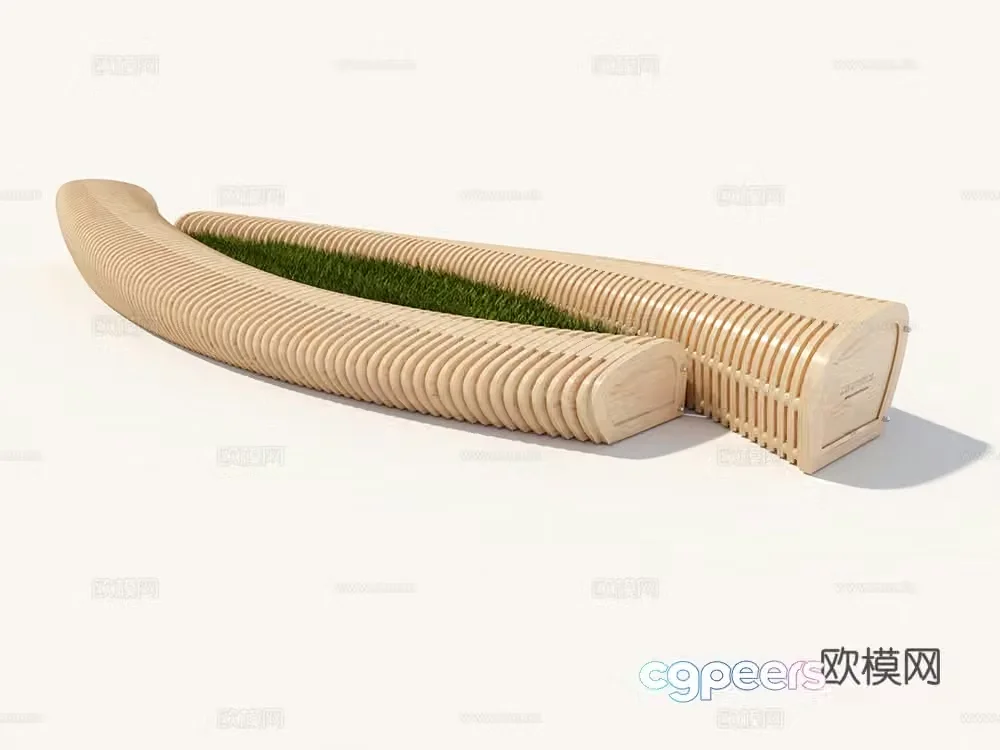 Modern mortise and tenon bench public chair outdoor chair park chair 3d model