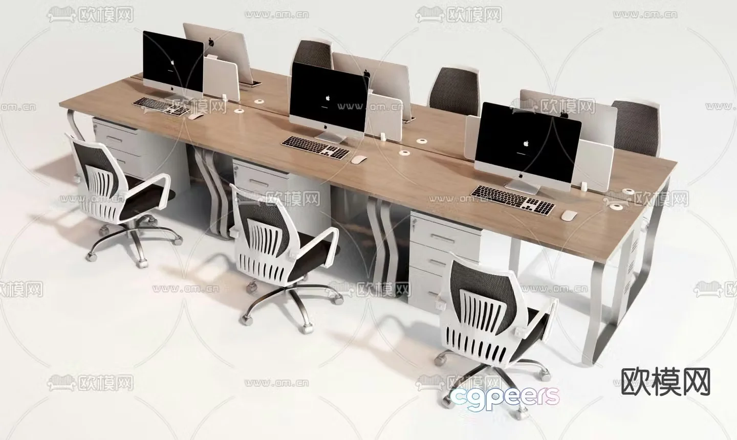 Card space desk work station post 3d model