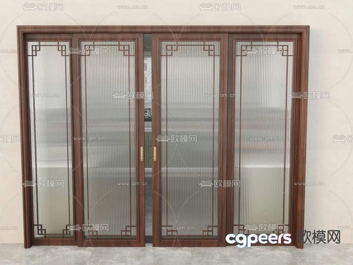 New Chinese sliding door 3D model