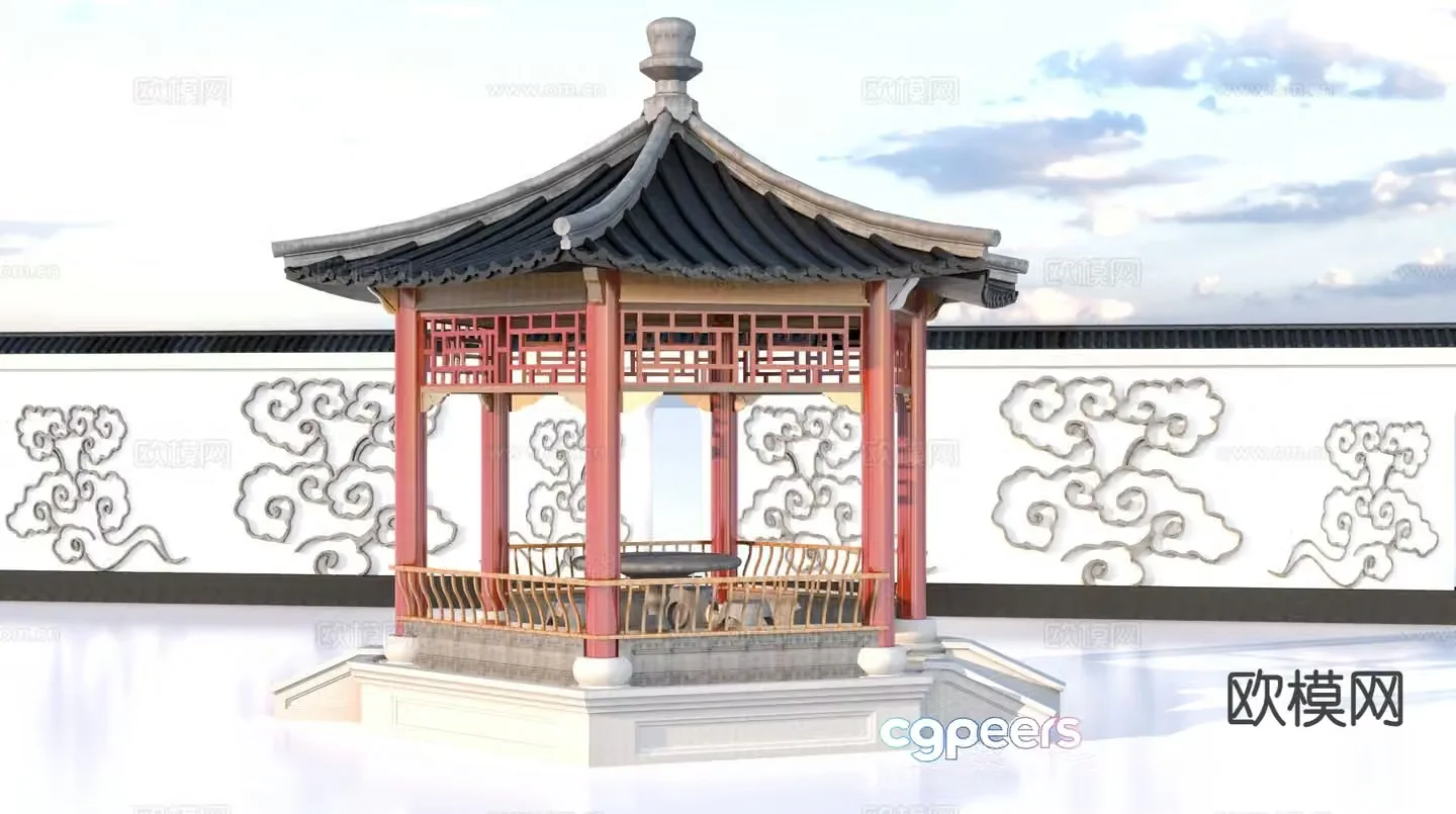Chinese style pavilion pavilion resting pavilion 3D model
