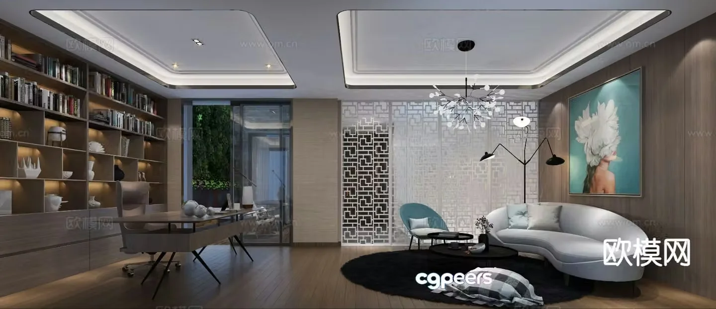 New Chinese style study 3D model