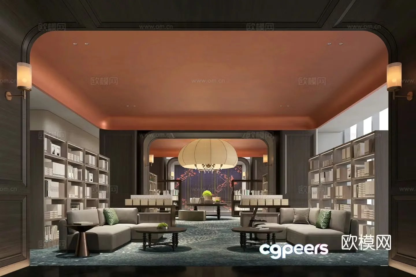 Hotel Book Bar Living Area 3D Model
