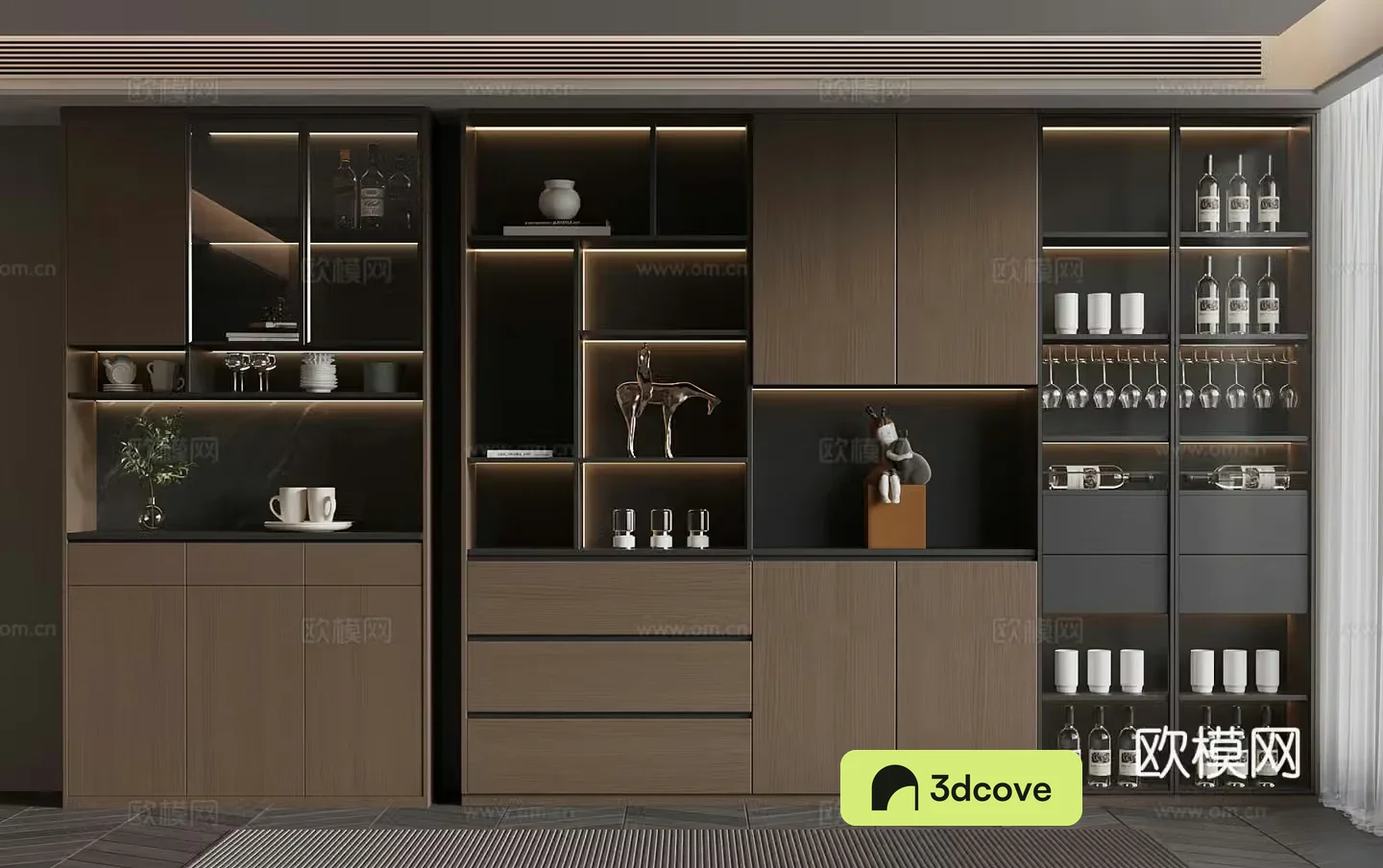 Italian minimalist wine cabinet red wine glass