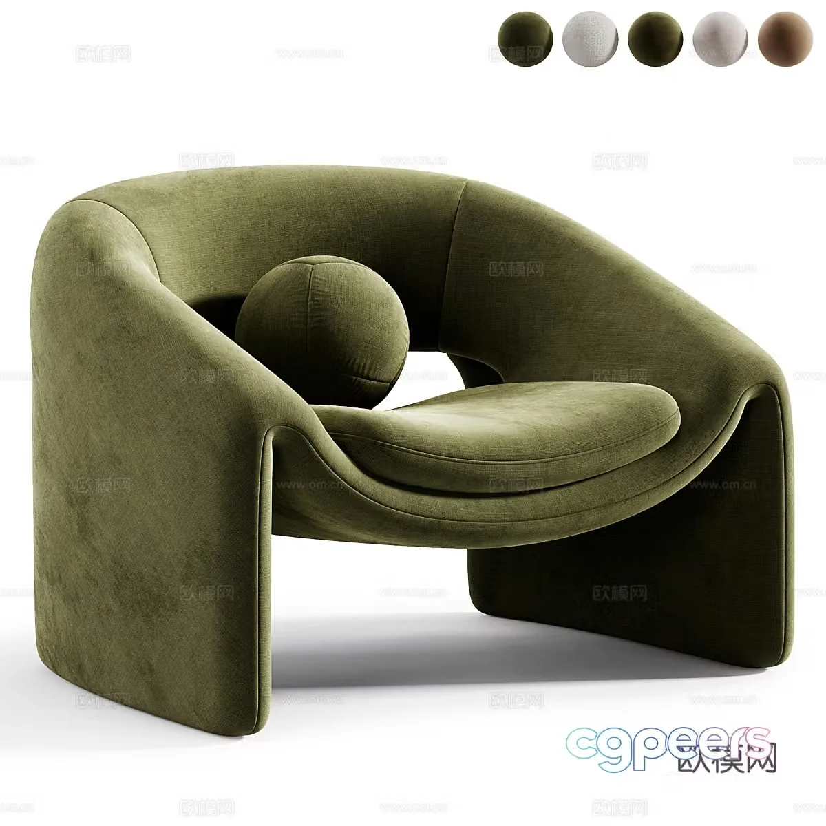 Modern Creamy Kastaninbaum Armchair 3d Model
