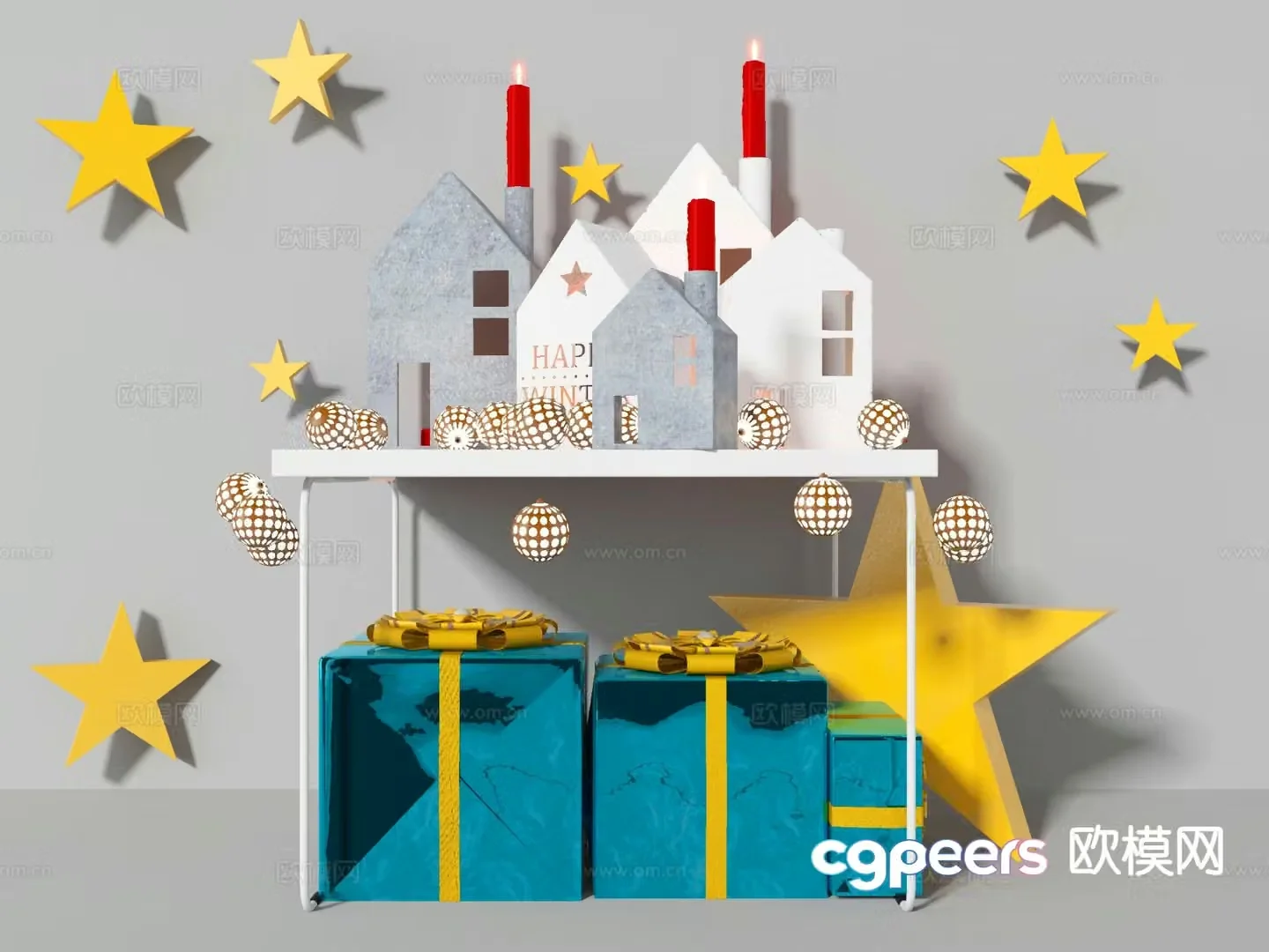Modern gift gift box beautiful 3d model