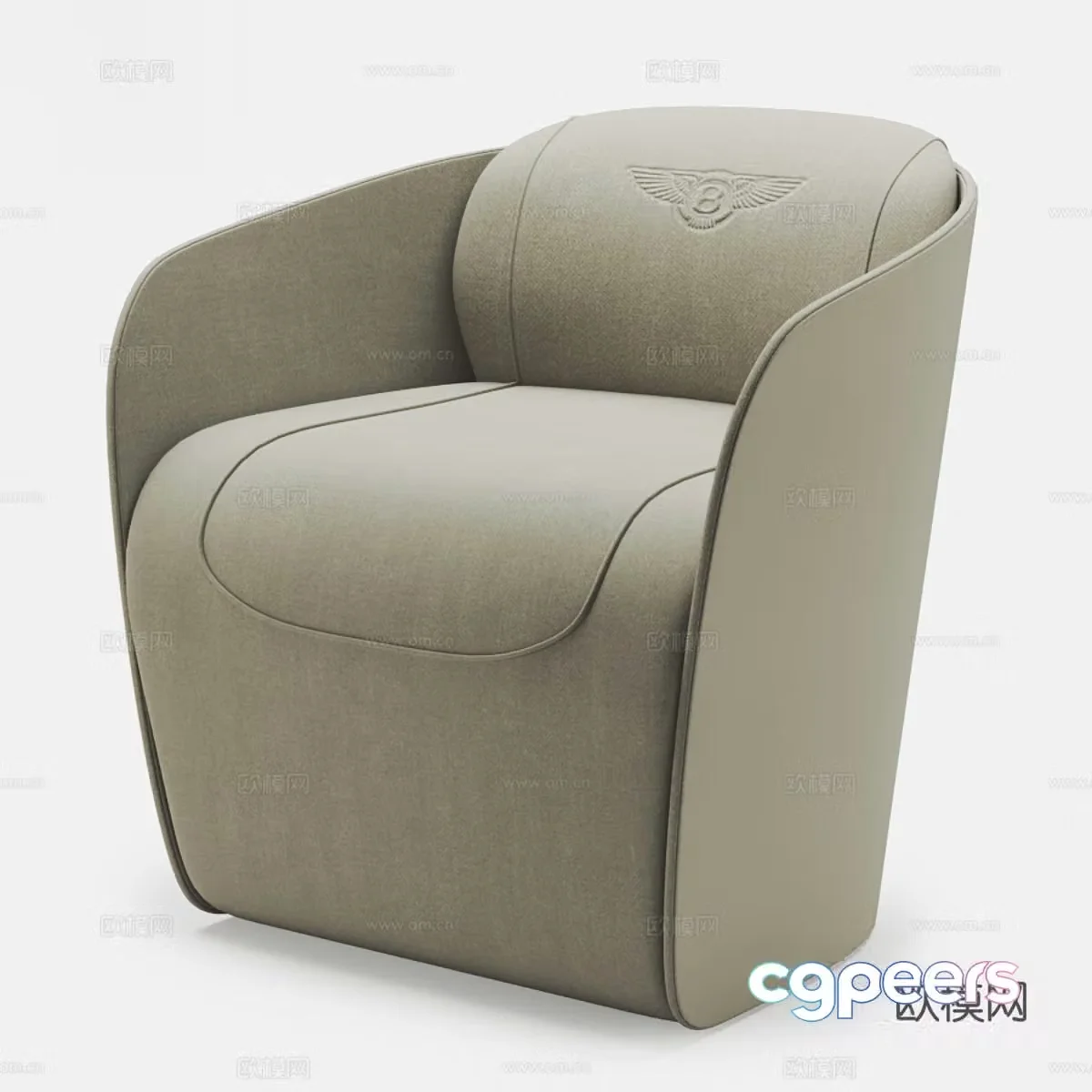 Modern Italian light luxury leather armchair 3d model