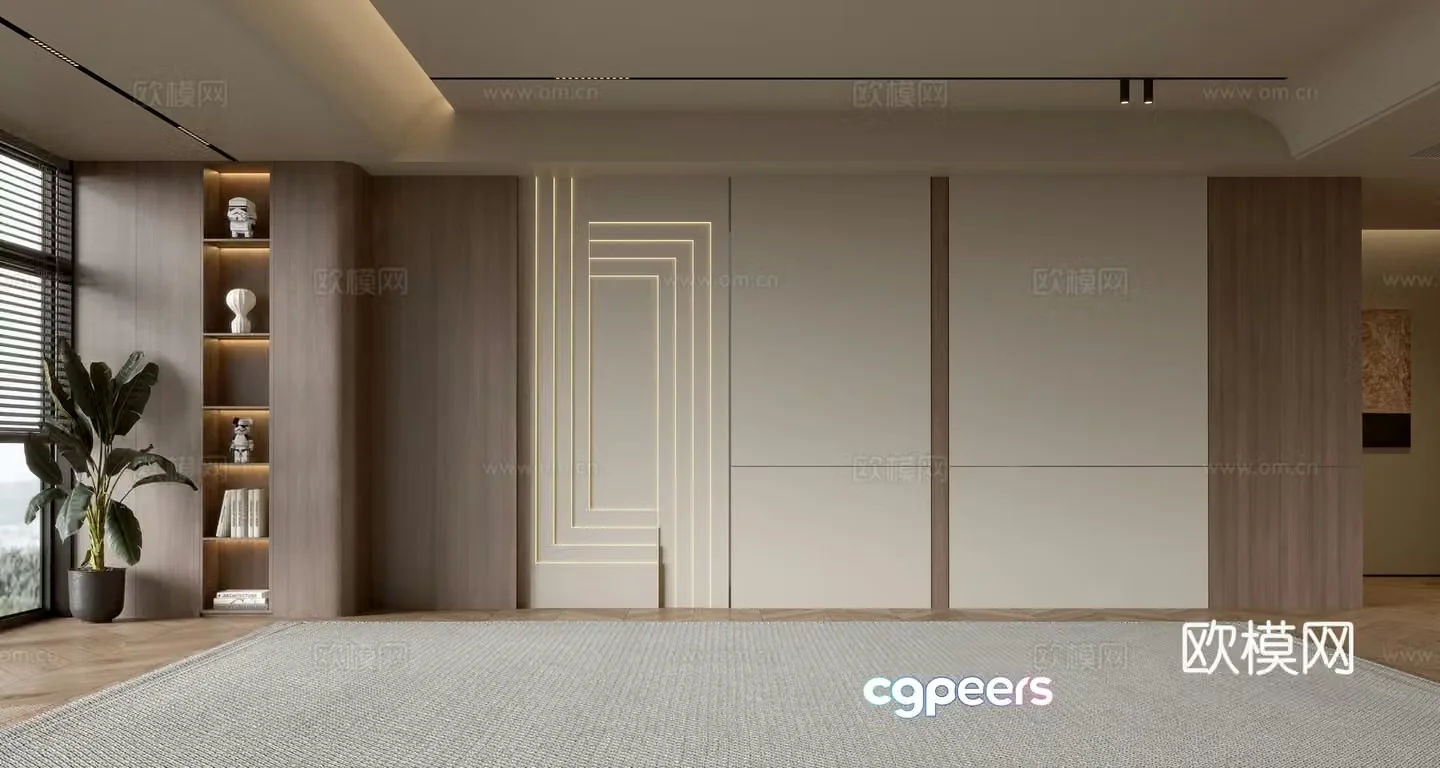 Medium style sofa background wall 3d model
