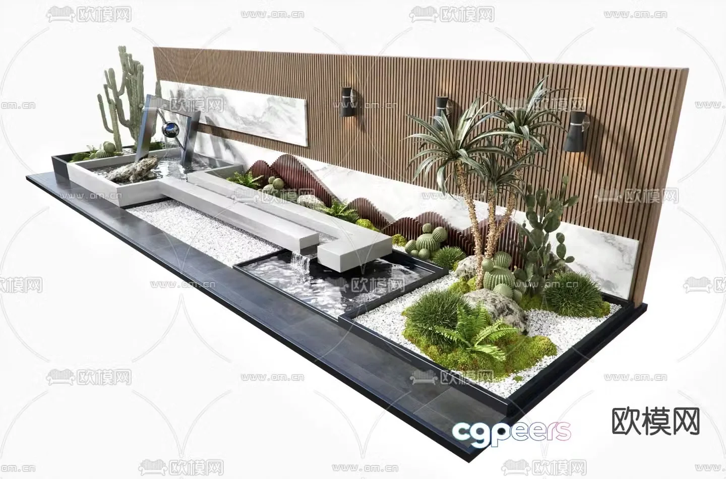 Water feature wall landscape wall falling water landscape sketch 3D model