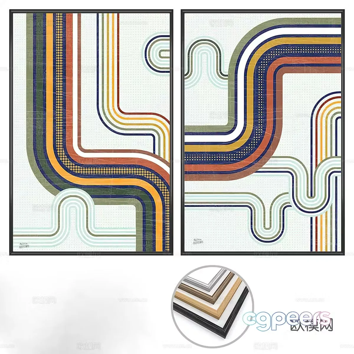 Abstract painting decorative painting 3d model