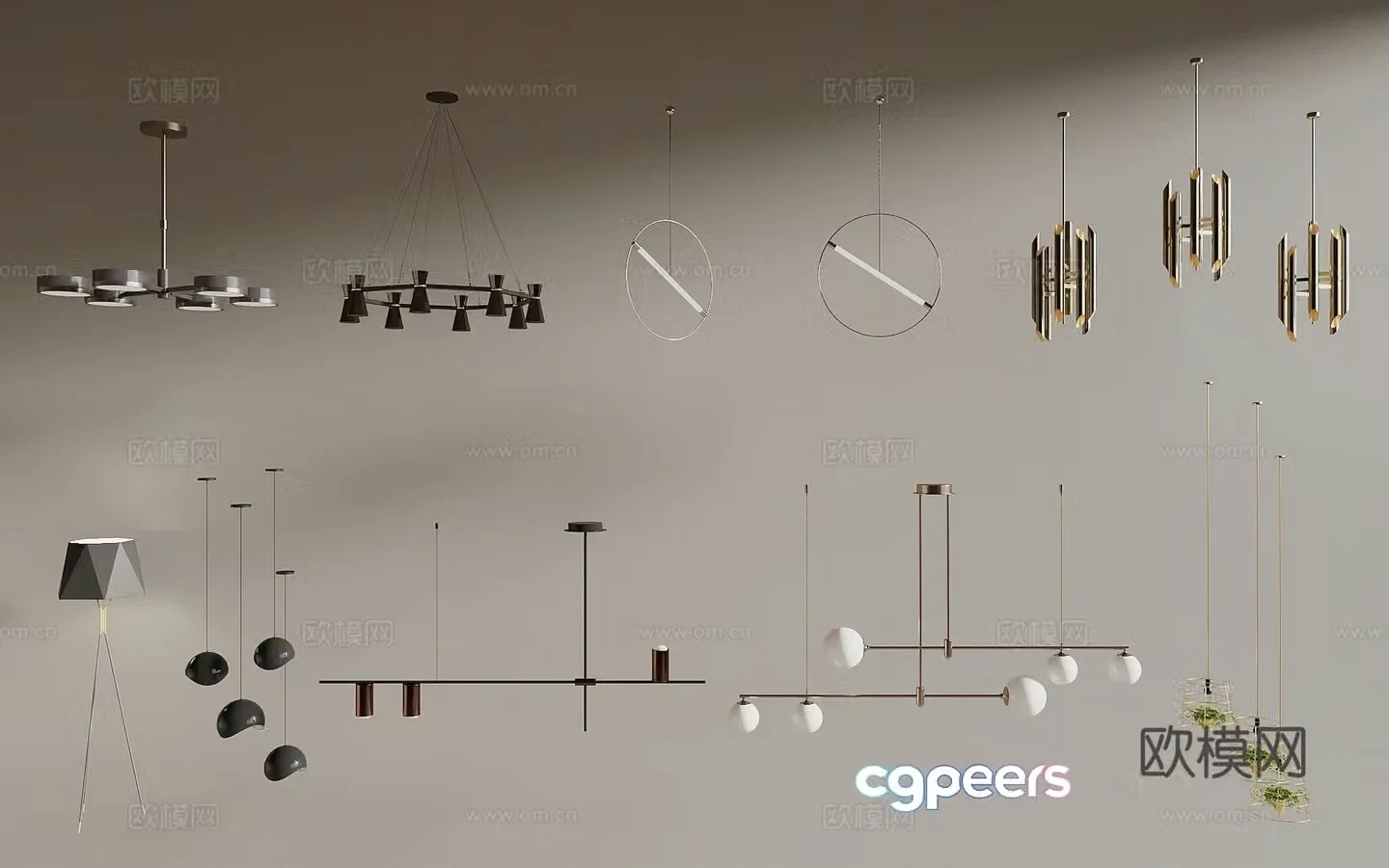 Modern minimalist restaurant chandeliers bar chandeliers art chandeliers chandeliers combination 3D model