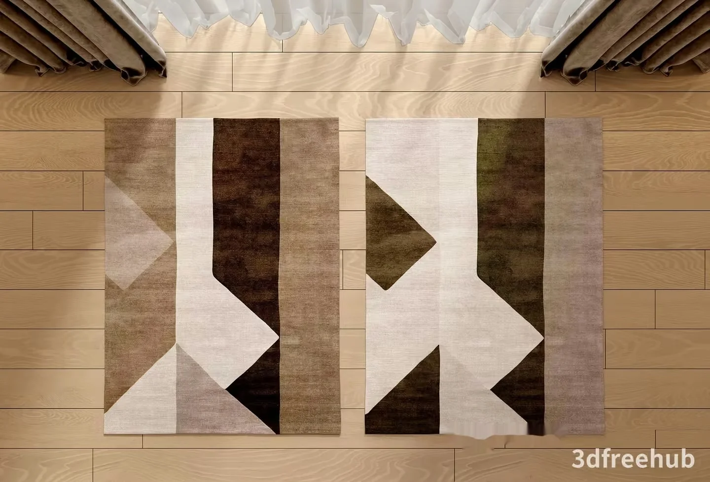 Brown And White Rug 3D Model – 19581 – VRAY Render