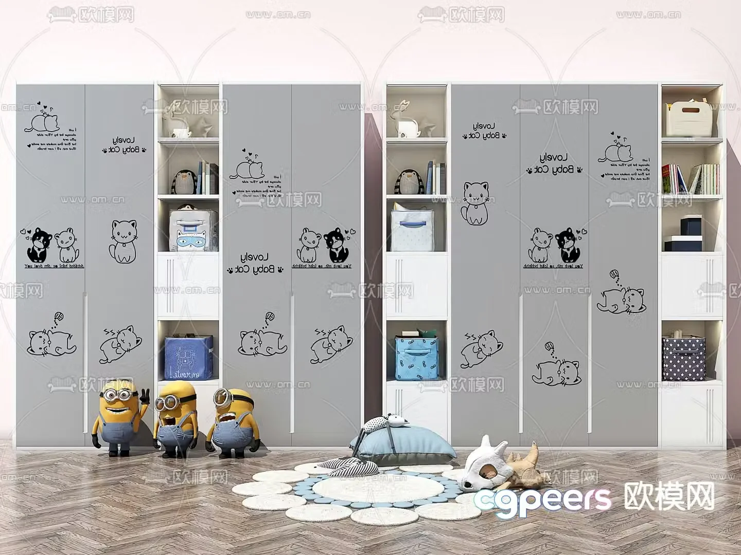 Modern cartoon children’s wardrobe 3d model