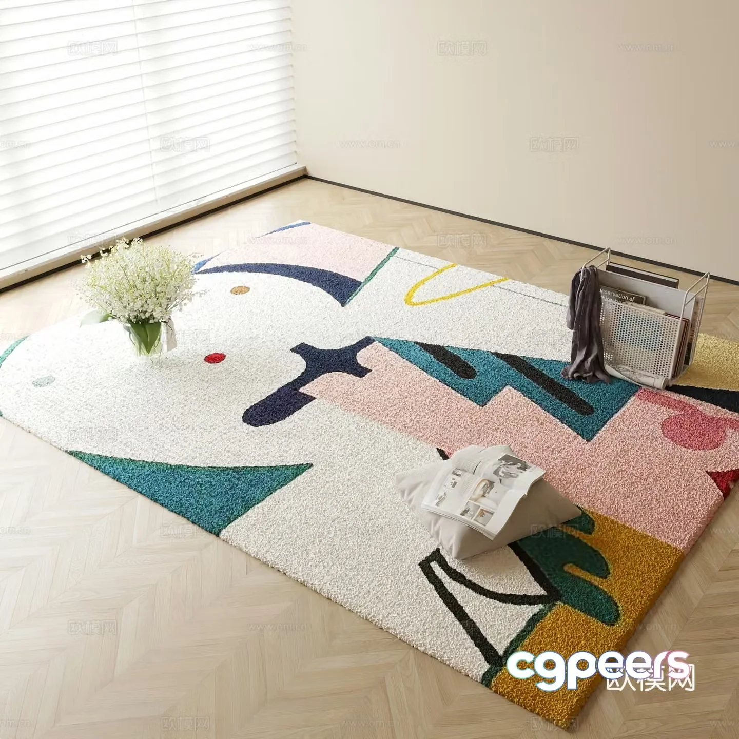 Modern carpet square rug 3d model
