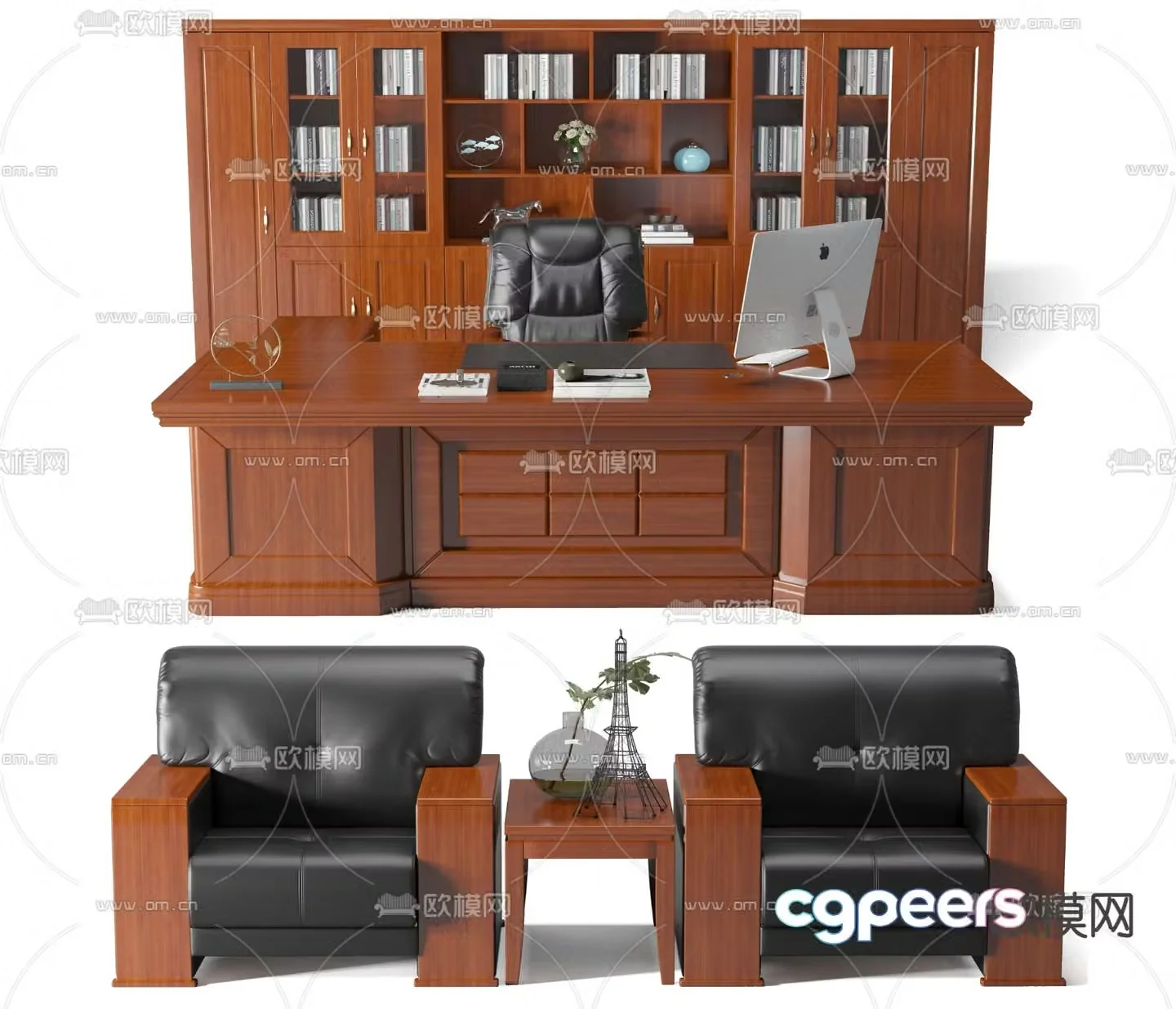 Office desk and chair boss desk and chair 3d model