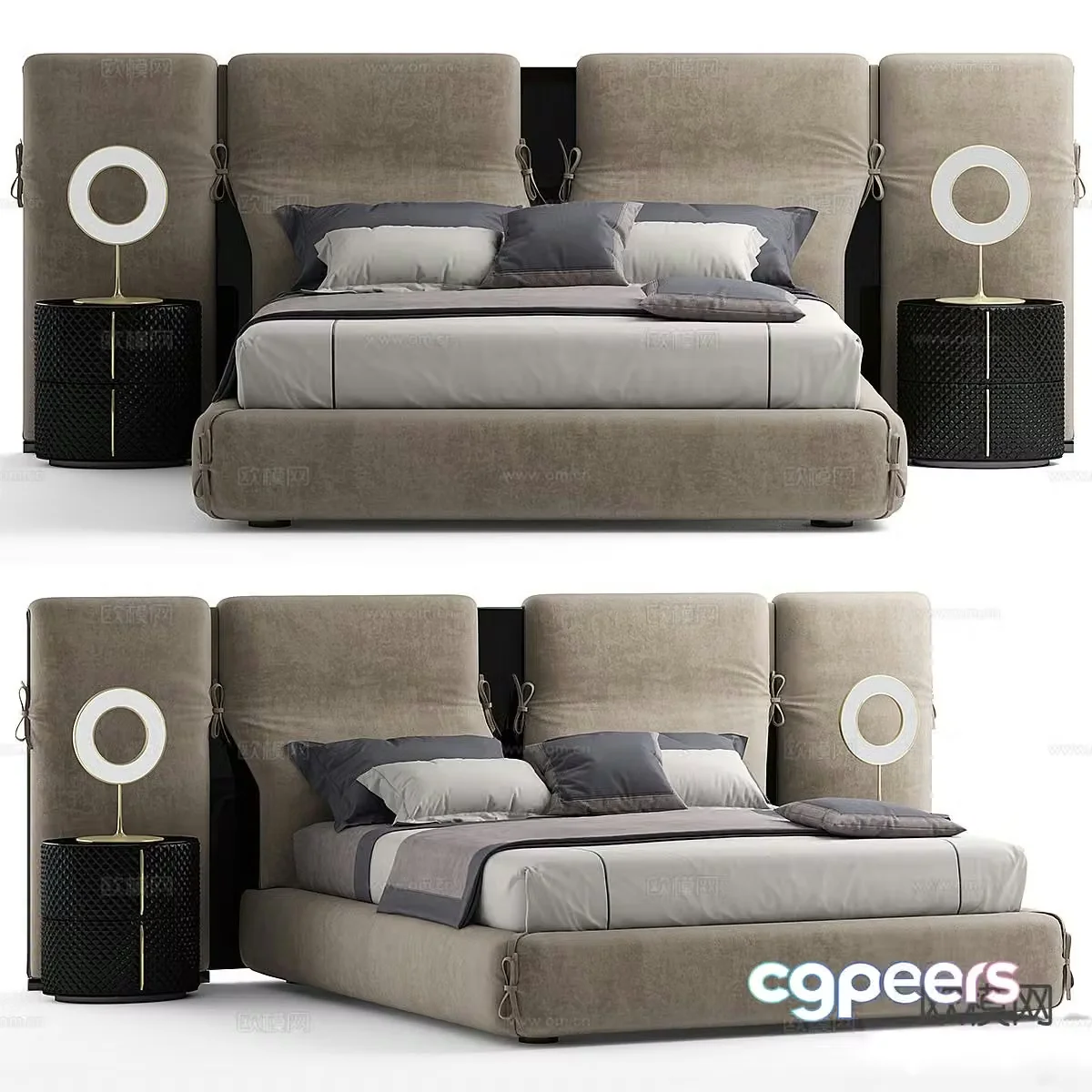 Modern double bed 3d model
