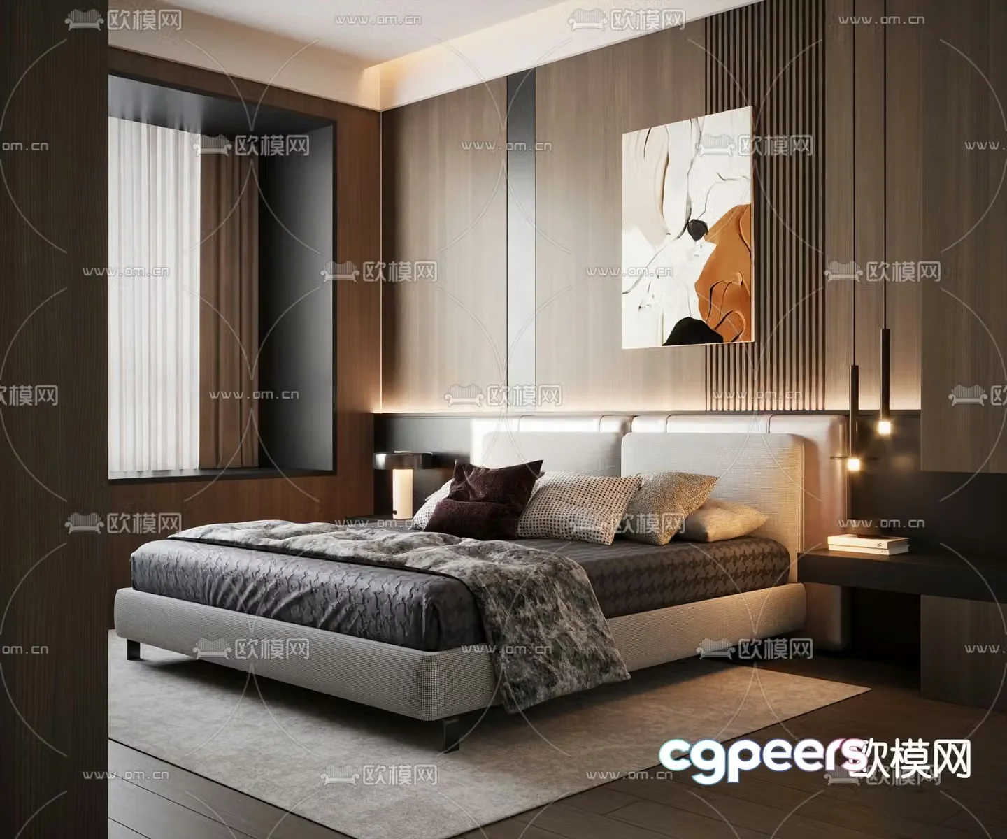 Italian double bed 3d model