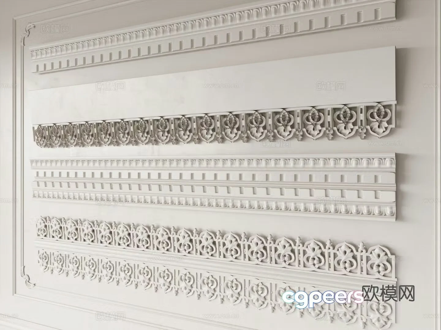 French lines plaster lines carved lines 3D model