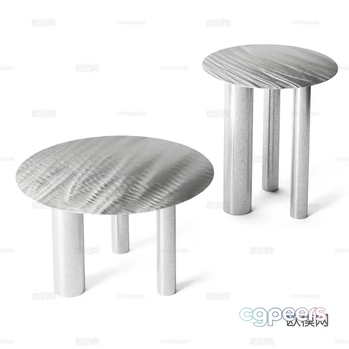 Side table and round table 3D model