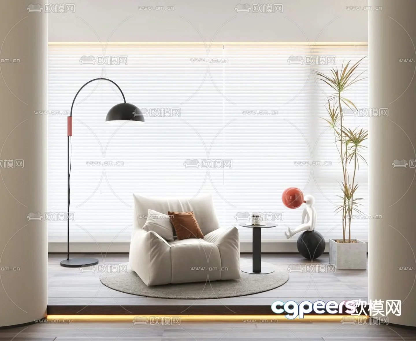 Single sofa table 3d model