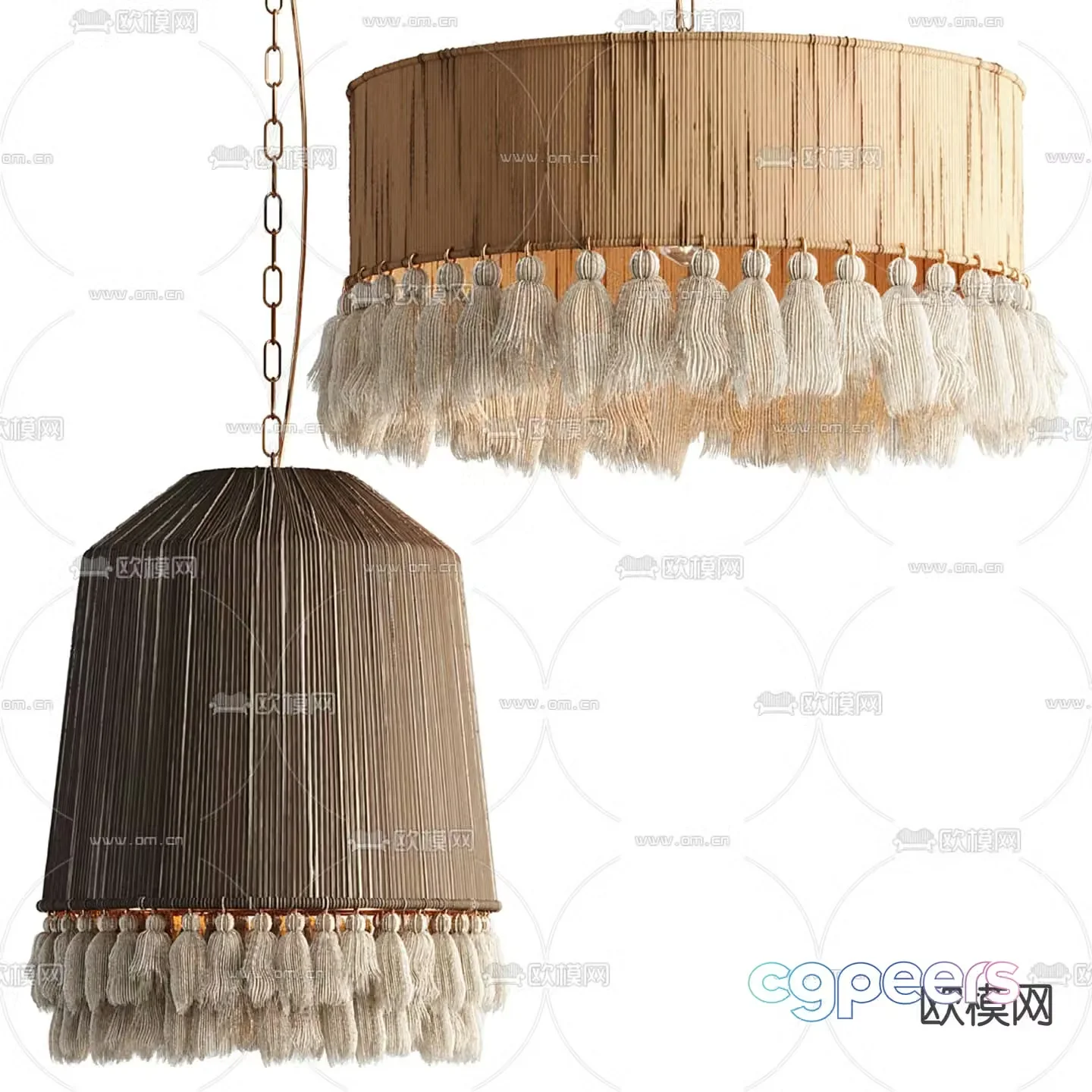 Ethnic style chandelier tassel chandelier 3d model