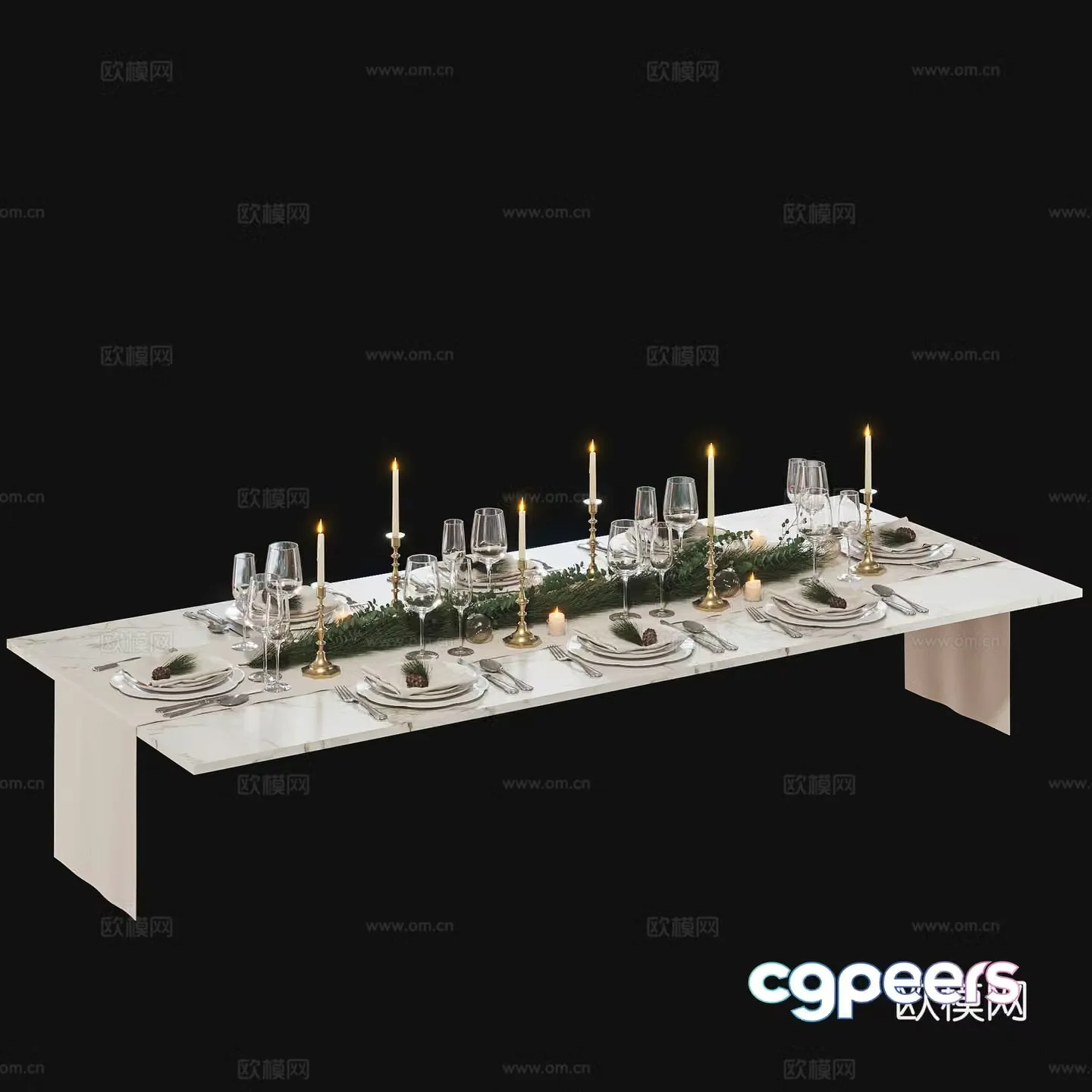 European classical dining table decorations Dining table decorations Classical dining table retro dining table decorations 3d model