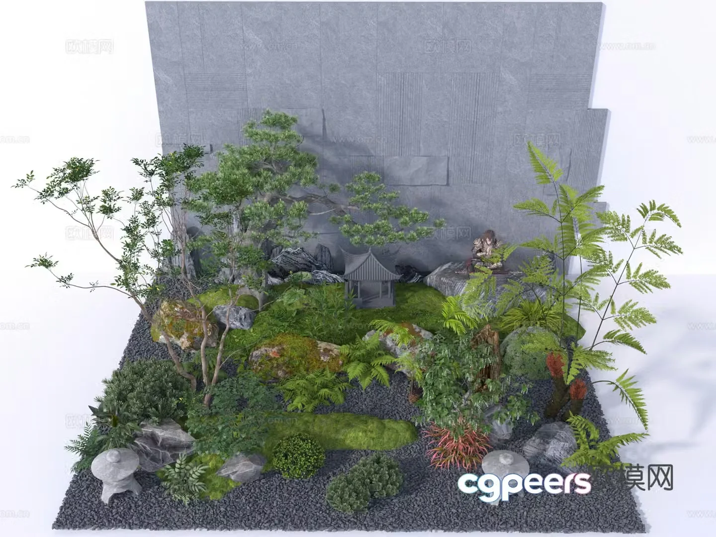 Landscape sketches plant landscaping landscape wall 3D model