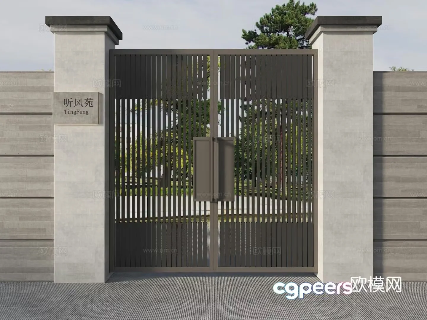 Courtyard door Villa door Garden door Wrought art gate Entrance door 3D model