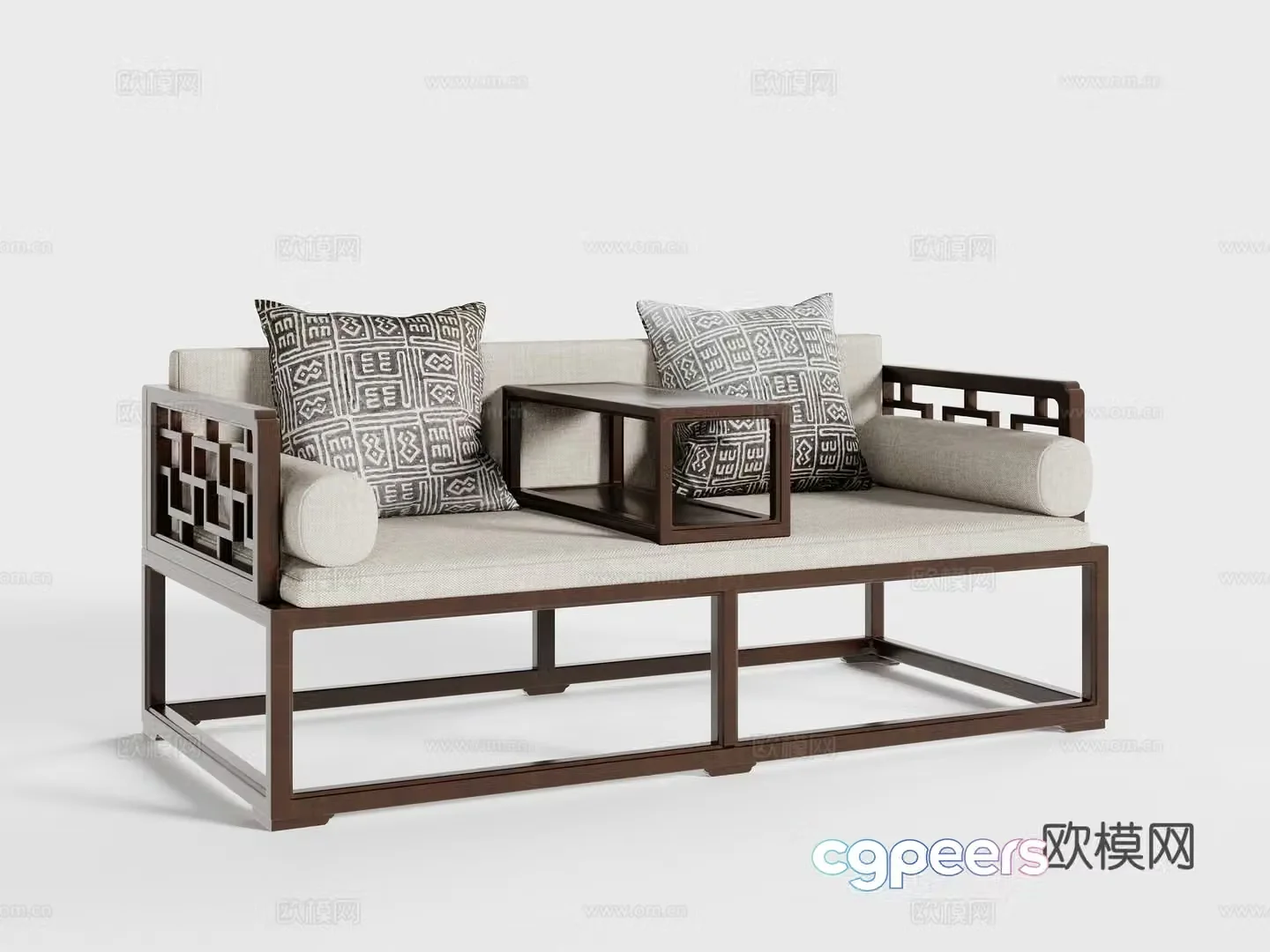New Chinese -style Luohan bed 3D model