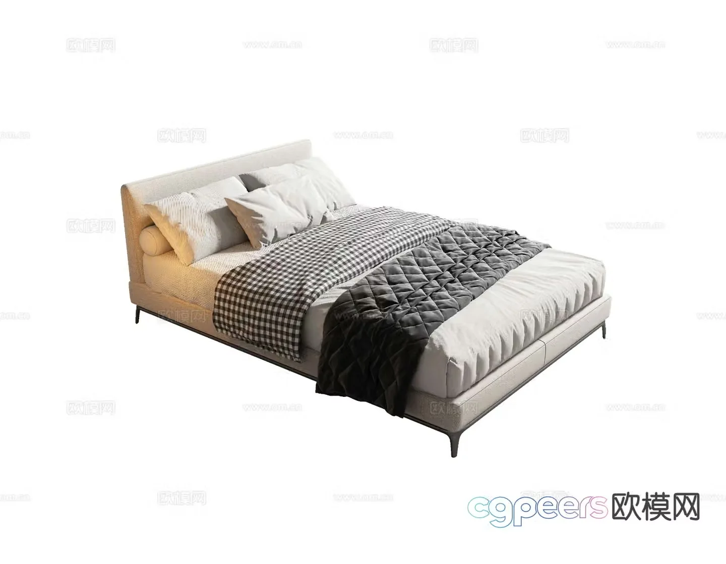 Modern single bed 3d model