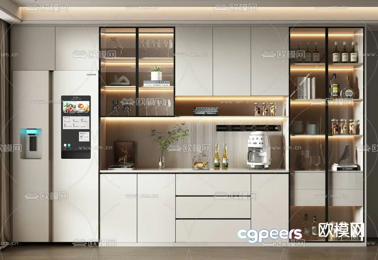 Modern wine cabinet sideboard 3d model