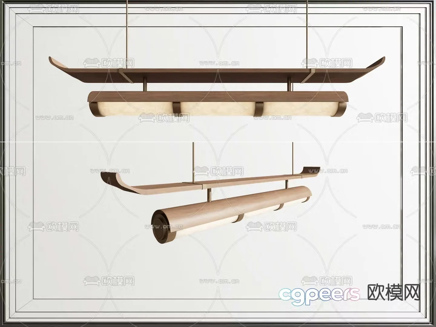 New Chinese chandeliers long chandeliers tea room chandeliers 3D model