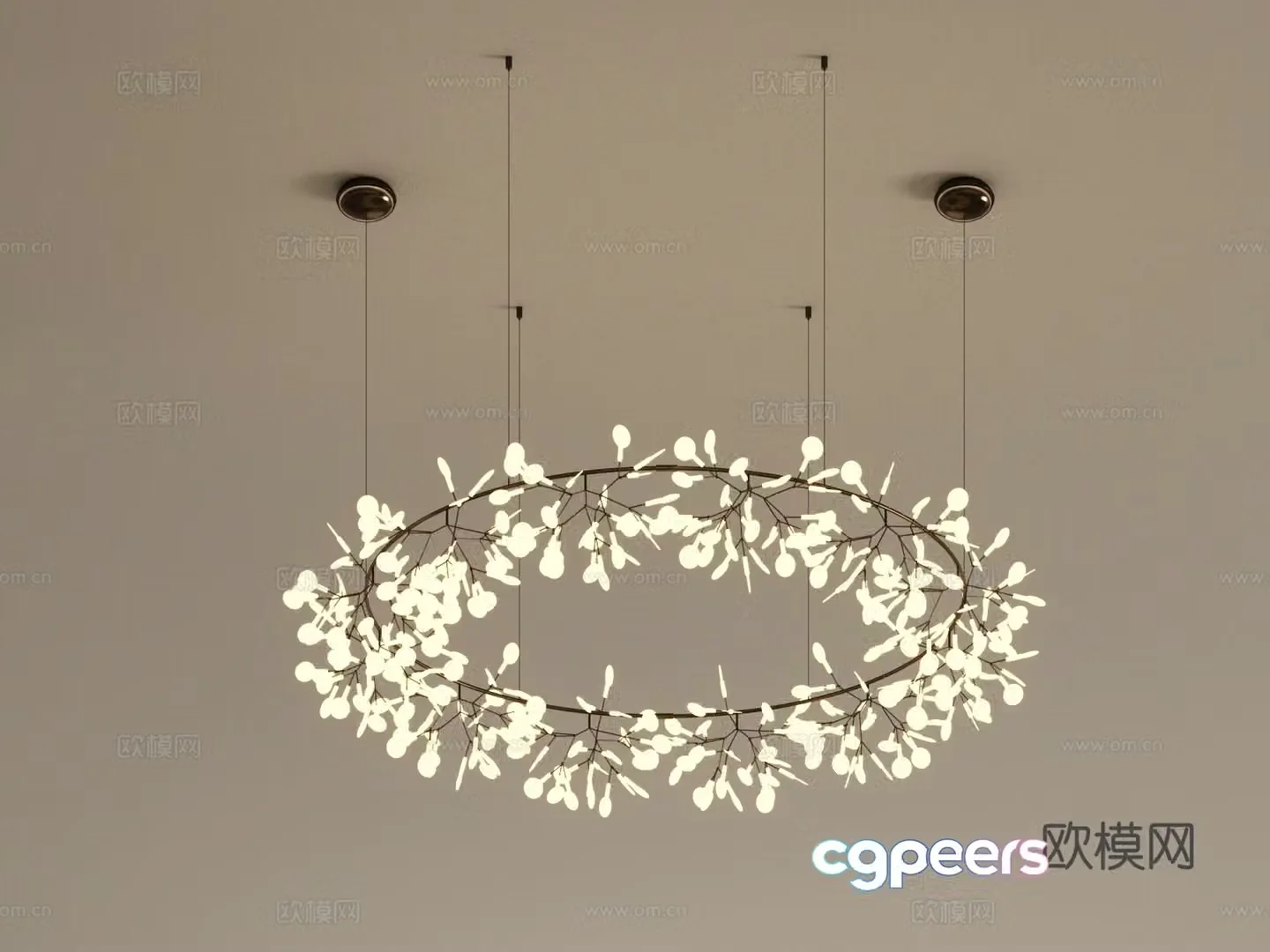 French Cream-White Chandelier Decorative Light 3D Model