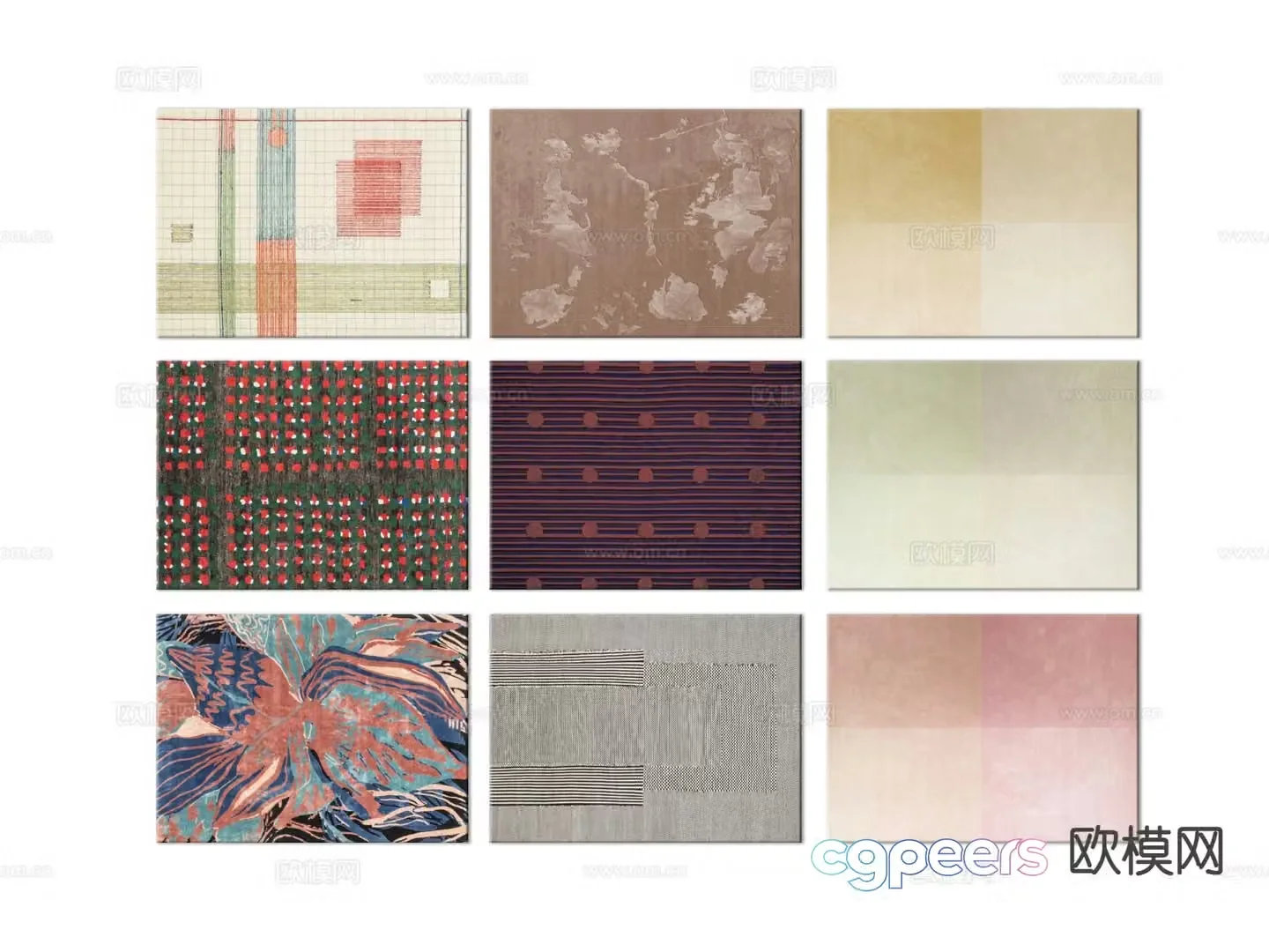 Modern carpet square rug 3d model