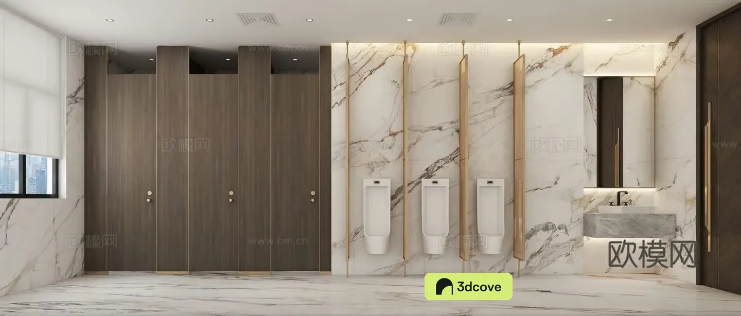 Modern light luxury public bathroom