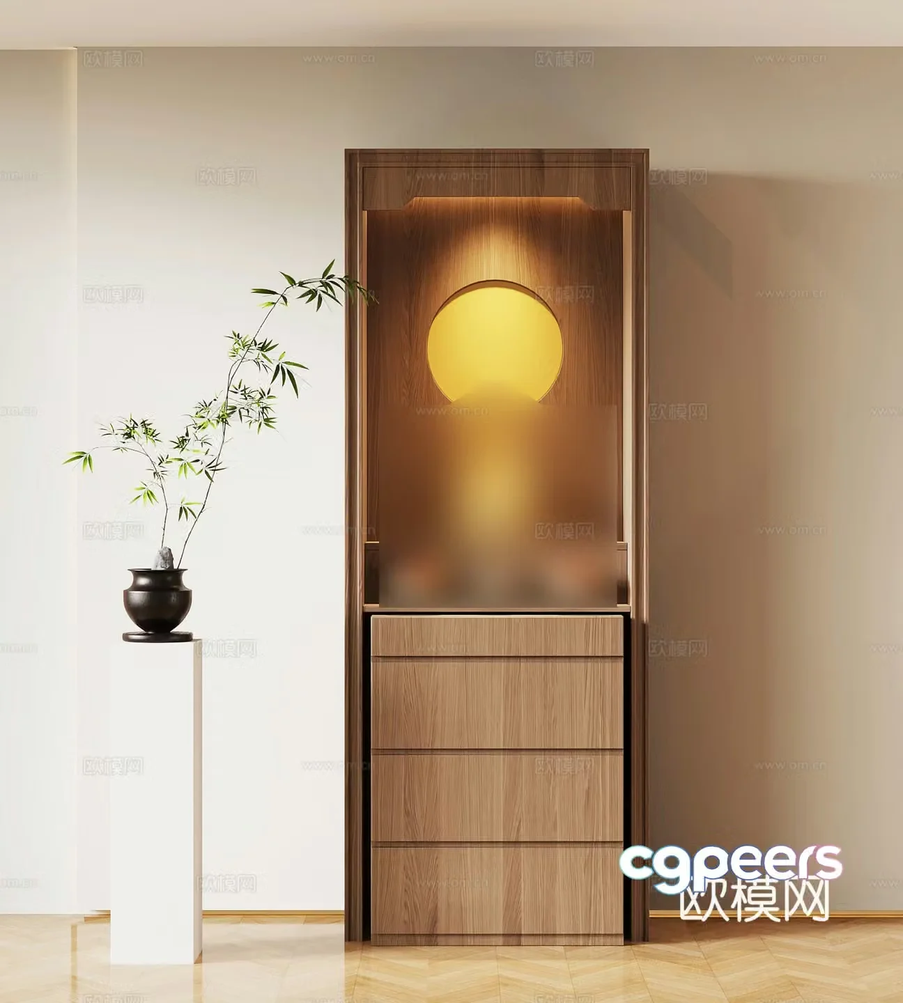 Buddha niche New Chinese style Buddha niche Shrine 3D model
