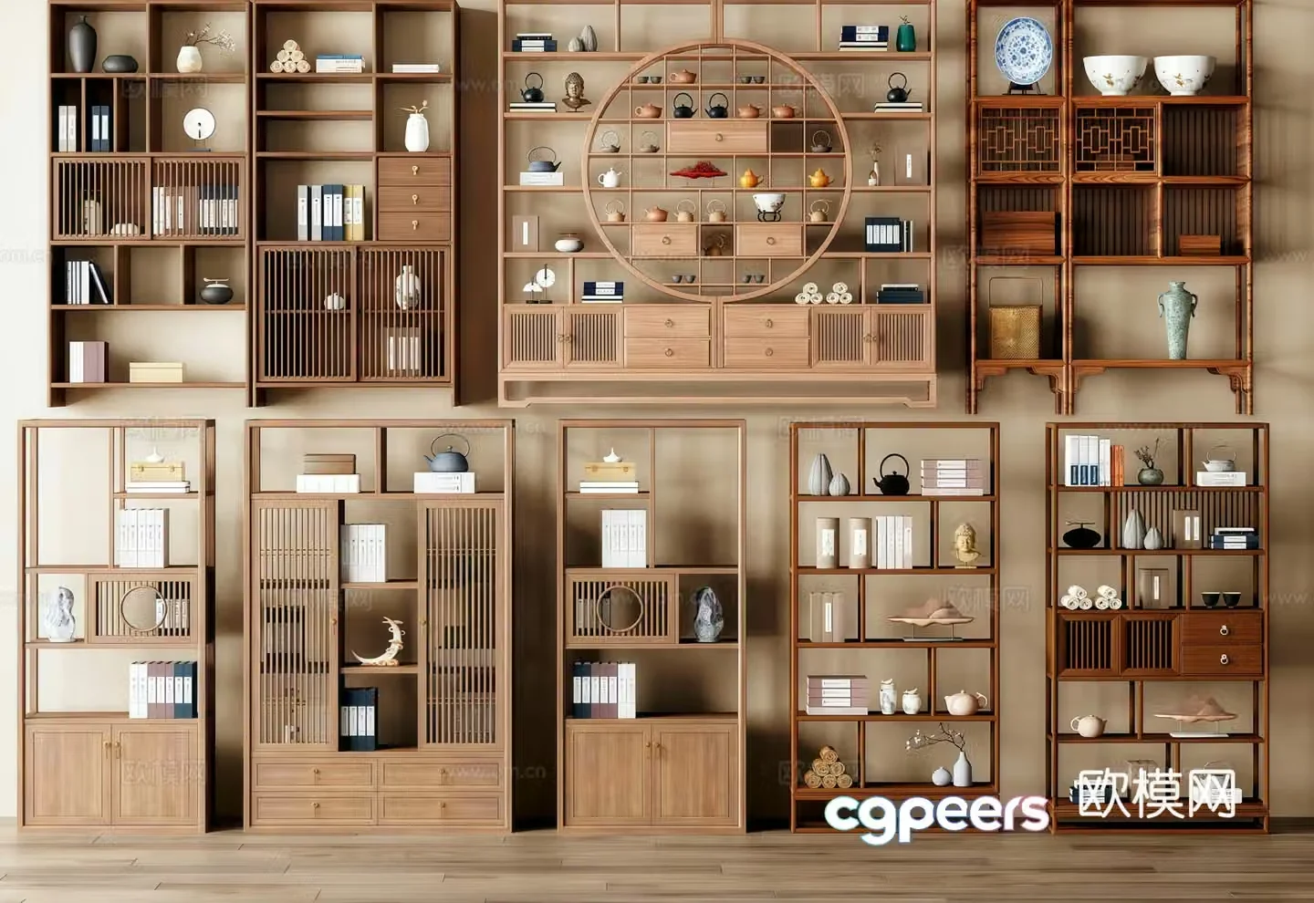 New Chinese Song style Bo Ancient Shelf 3D Model