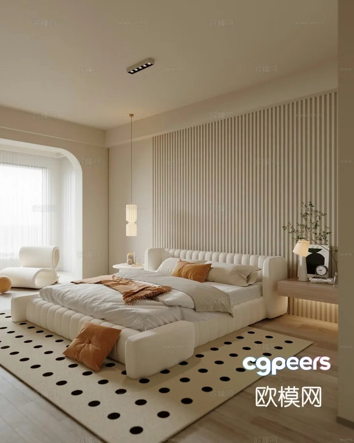 Cream style bedroom master bedroom 3d model