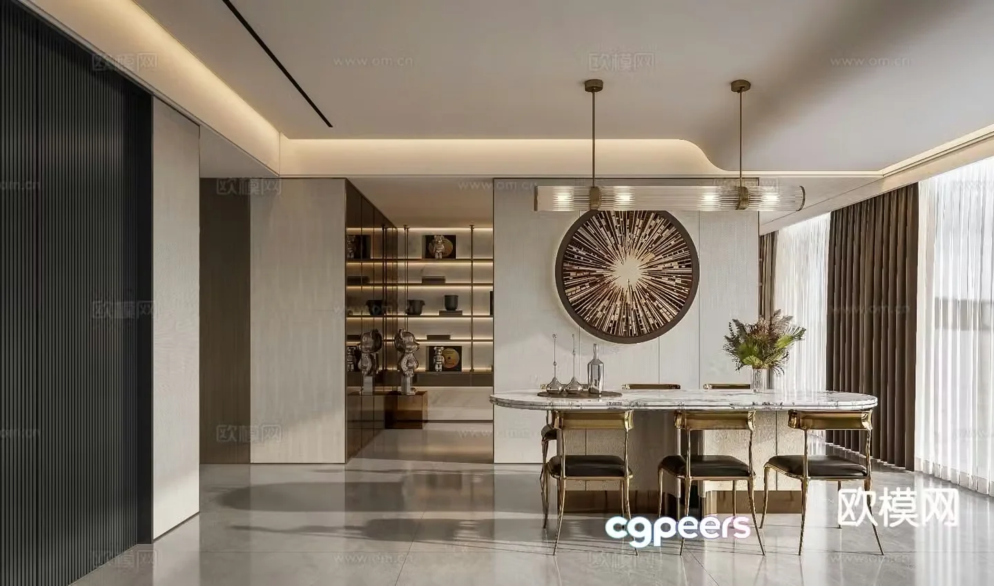 Panshi Design Light Luxury Restaurant 3D Model