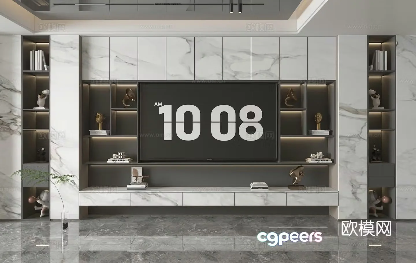 3d model of TV background wall