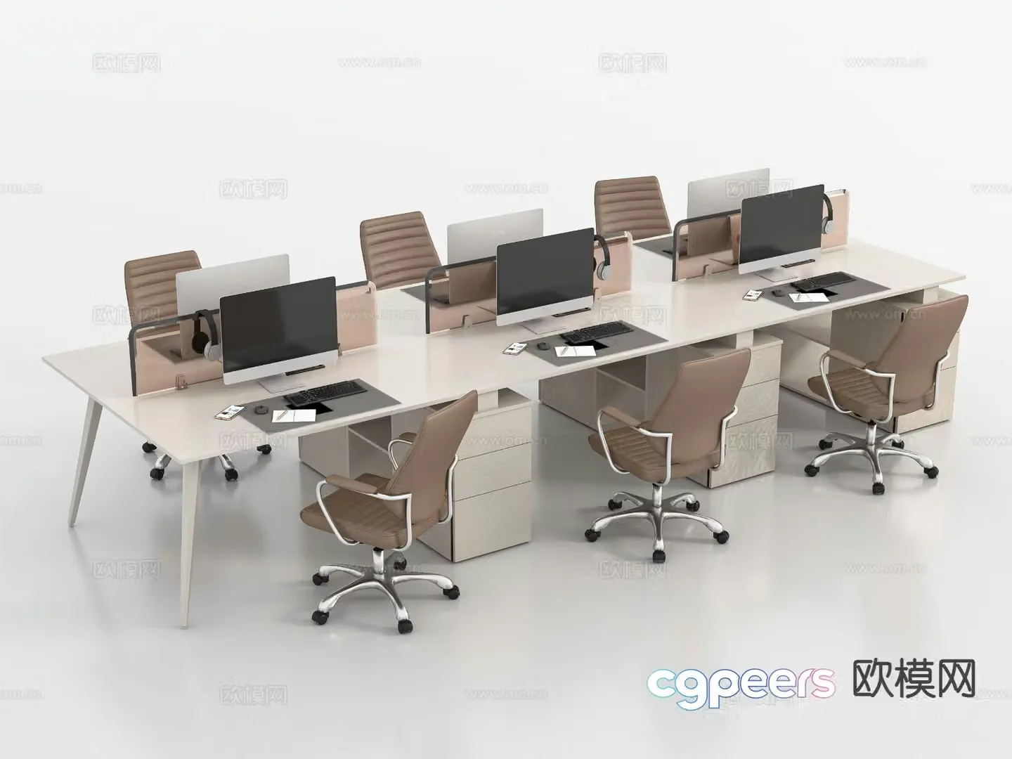 Modern office desk and chair 3d model