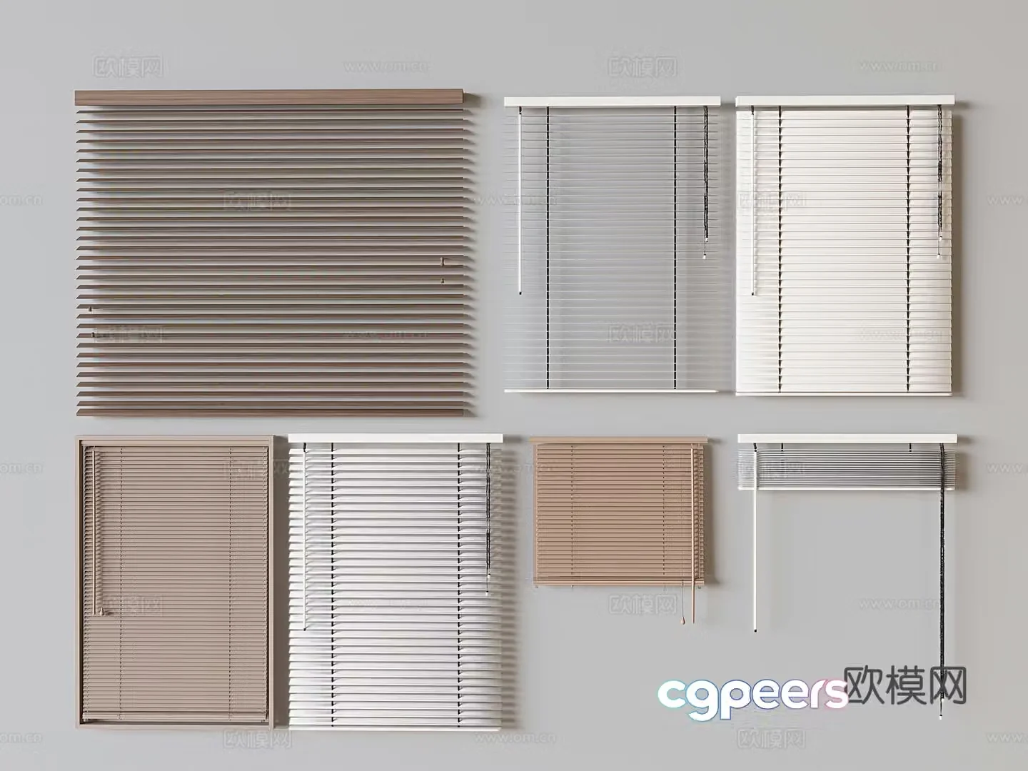 Venetian blinds roller blinds drawstring sunshades curtains 3d model