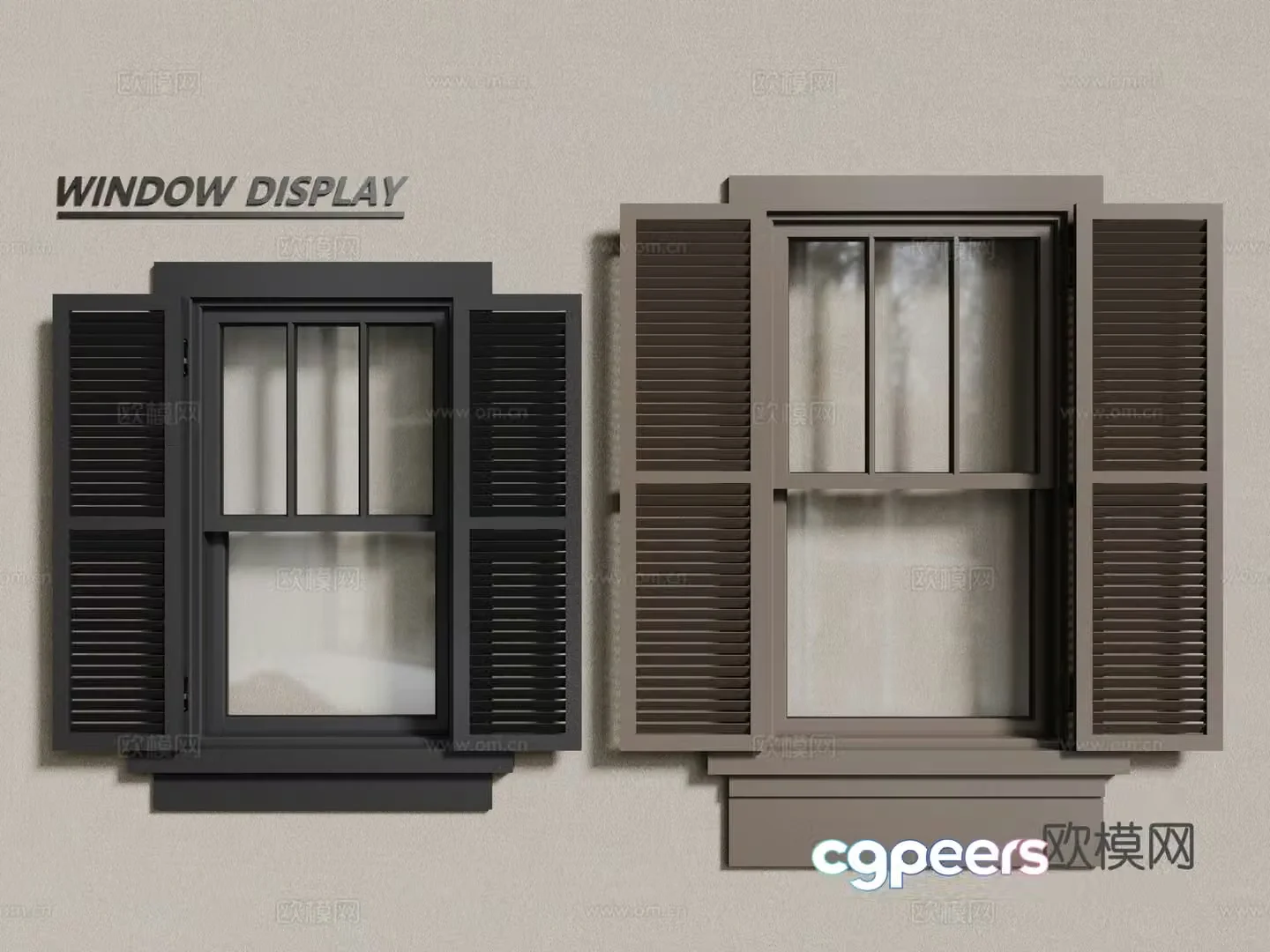 European style window single window casement window 3d model